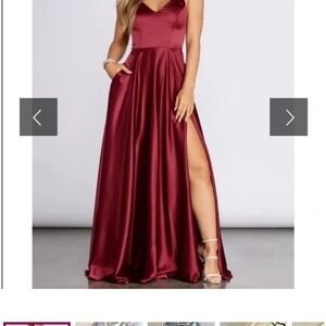 Windsor Burgundy Satin Maxi Dress